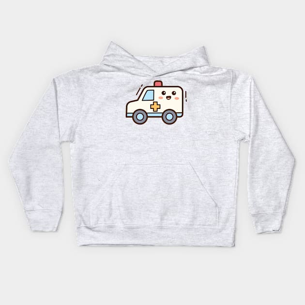 Cute Ambulance Kids Hoodie by yellowline